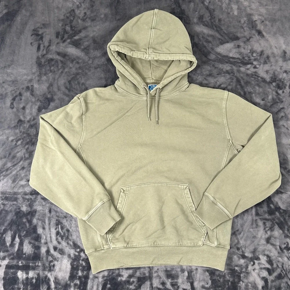 J. Crew Hoodie Mens Size M Olive Green Garment Dyed French Terry Sweatshirt